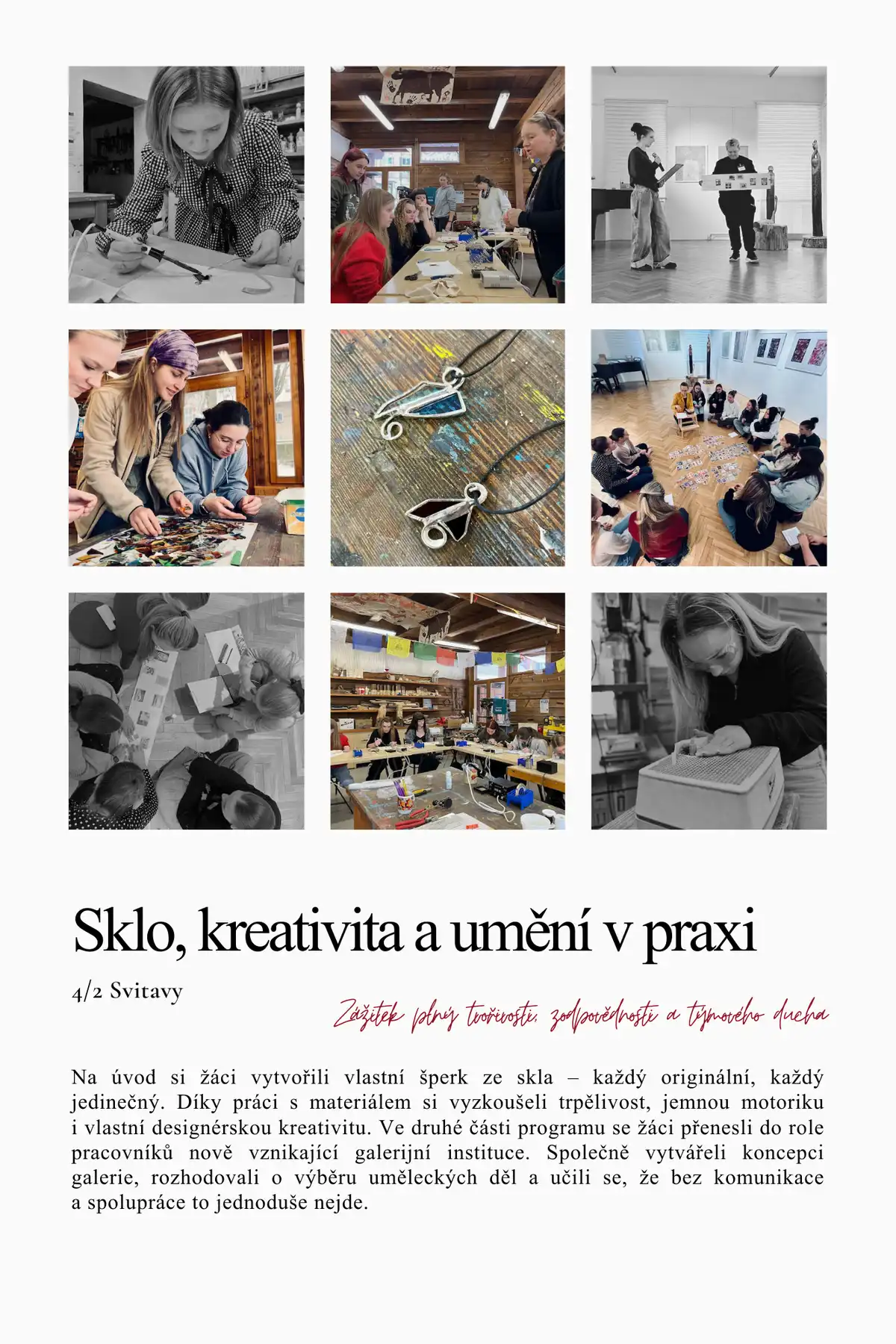 Sklo, kreativita a umění v praxi